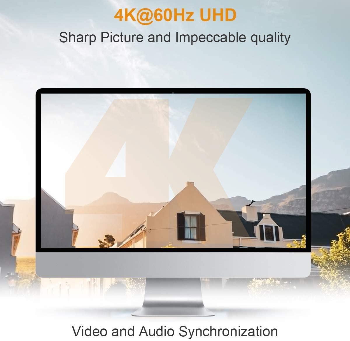 NÖRDIC HDMI 2.0-svitsj 5 til 1 4K 60Hz 18Gbps 3D UHD RGB 4:4:4 HDCP 2.2 HDR10 LPCM 7.1, Dolby TrueHD og DTS-HD Master Audio