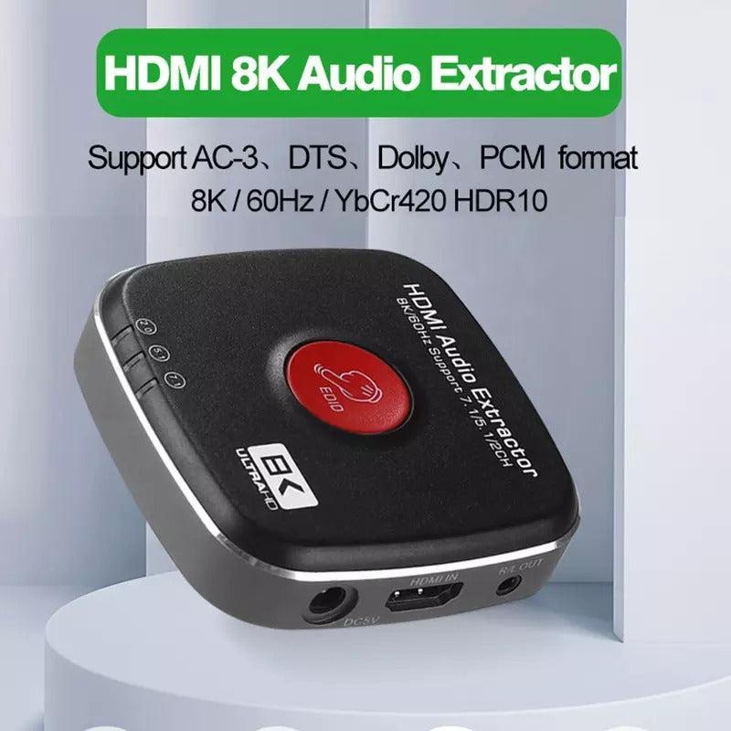 NÖRDIC HDMI 4K120Hz 8K60Hz avtrekker HDMI til 1xHDMI 2xToslink 1xStereo RL HDCP2.3 HDR10 EDID