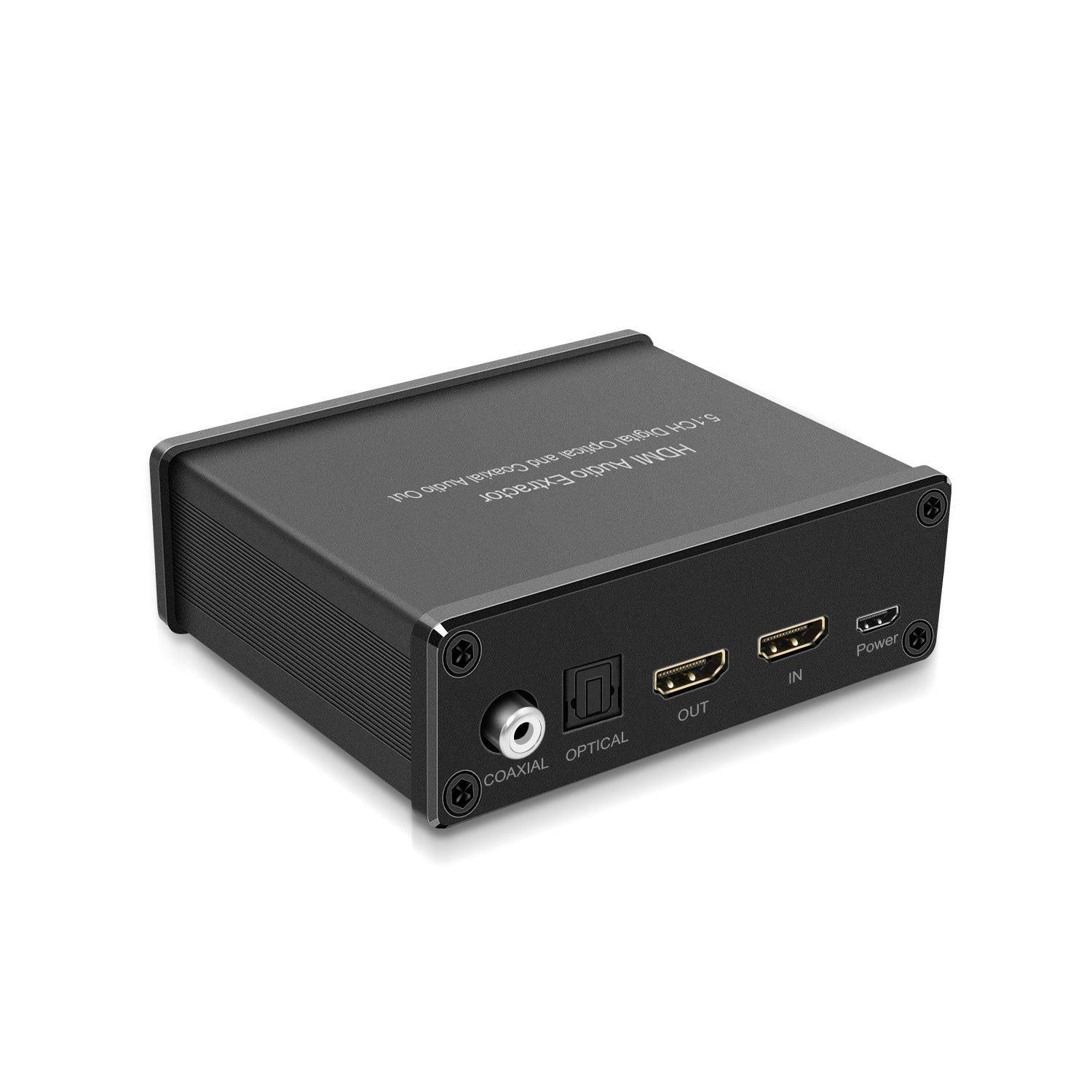 NÖRDIC HDMI Audio Extractor 5.1, 1xHDMI inngang til 1xHDMI 2,0 4K i 60 Hz, digital (TOSLINK) og koaksial lydutgang. Xbox One, PS3 / PS4, Apple TV