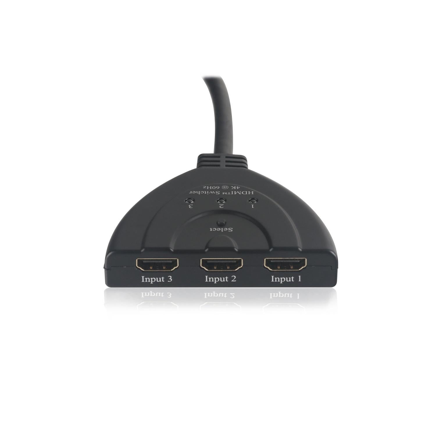 NÖRDIC HDMI Pigtail Switch 3 til 1 UHD 4KX2K 60Hz Support for HDCP, 3D, Dolby, DTS