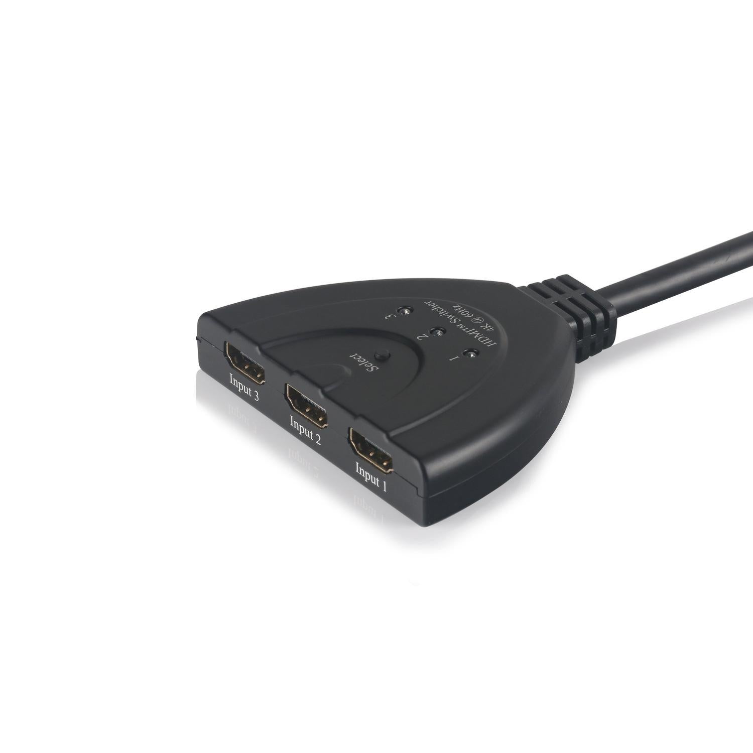NÖRDIC HDMI Pigtail Switch 3 til 1 UHD 4KX2K 60Hz Support for HDCP, 3D, Dolby, DTS