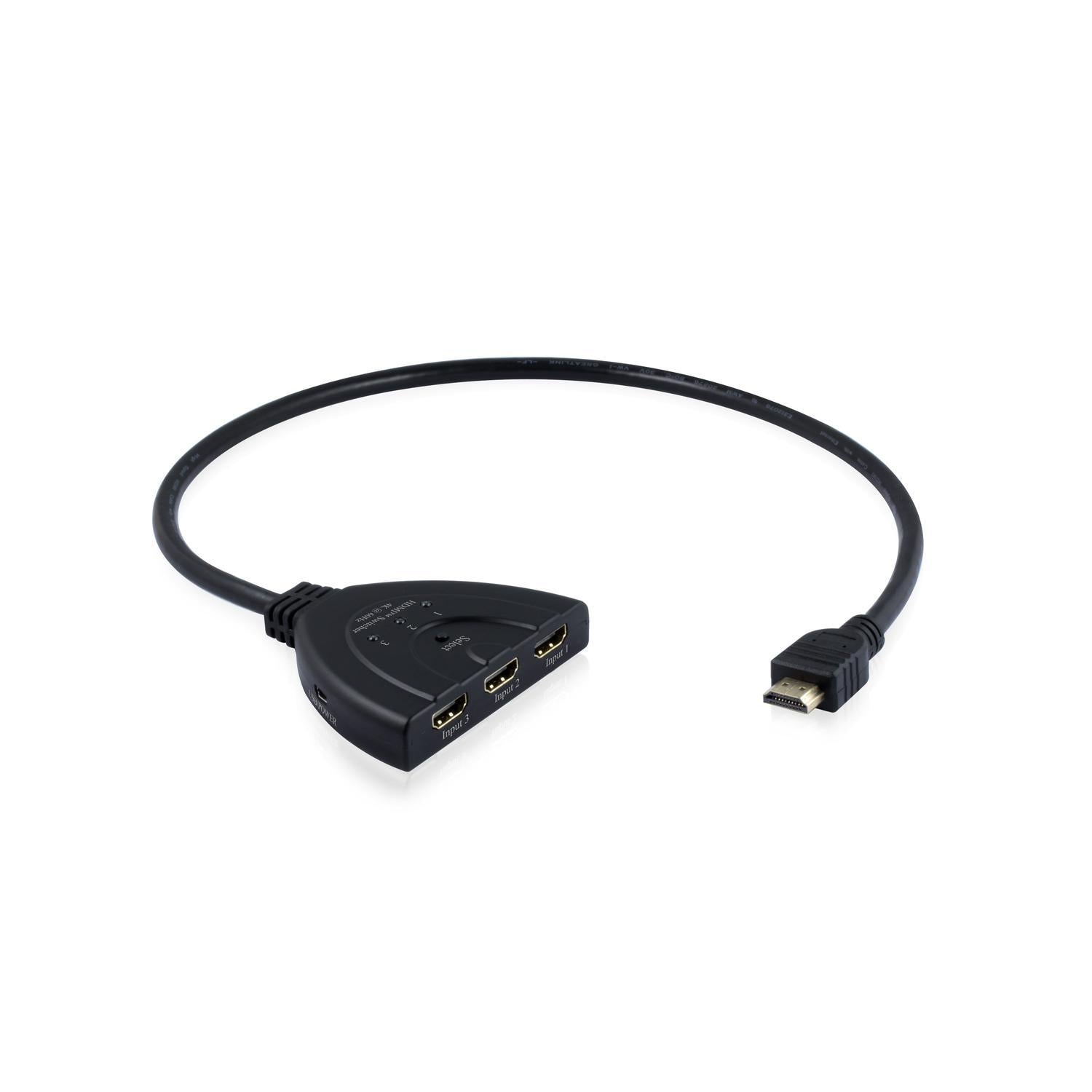 NÖRDIC HDMI Pigtail Switch 3 til 1 UHD 4KX2K 60Hz Support for HDCP, 3D, Dolby, DTS