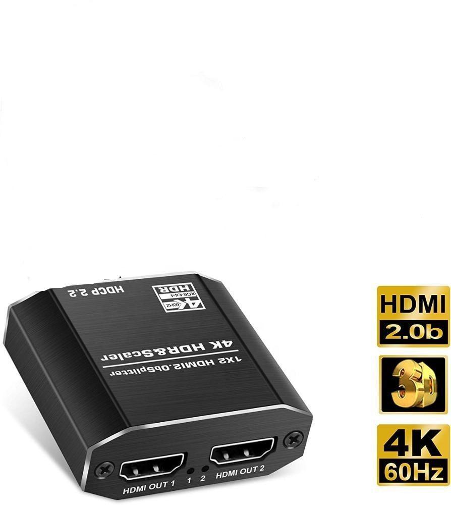 NÖRDIC HDMI Splitter 1 til 2 4K 60Hz HDCP2.2 18Gbps HDMI kabler i bilder som ikke er inkludert