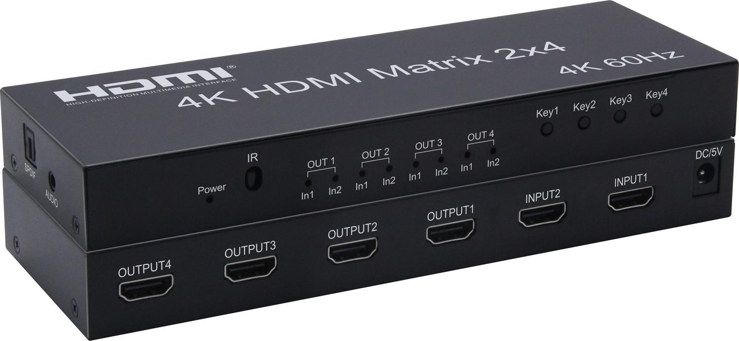NÖRDIC HDMI Switch 2 til 4 med Audio Extractor, 4Kx2K i 60Hz, HDCP 2.2