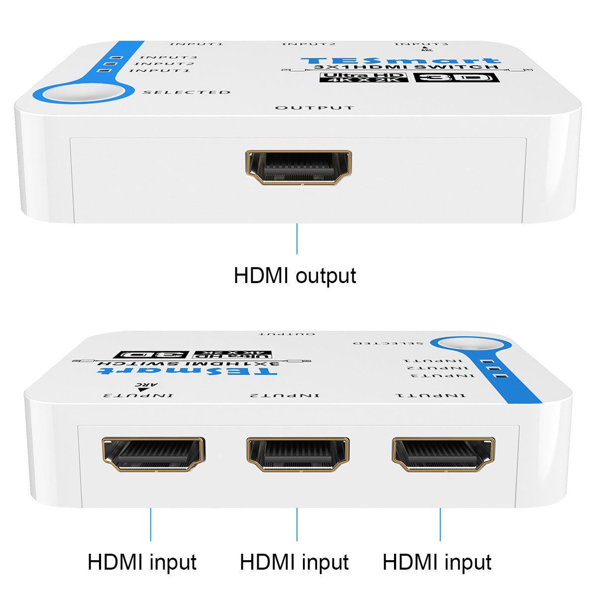 NÖRDIC HDMI Switch 3 til 1 Støtte for 4k 30Hz Full HD1080P 3D ARC 10.2Gbps