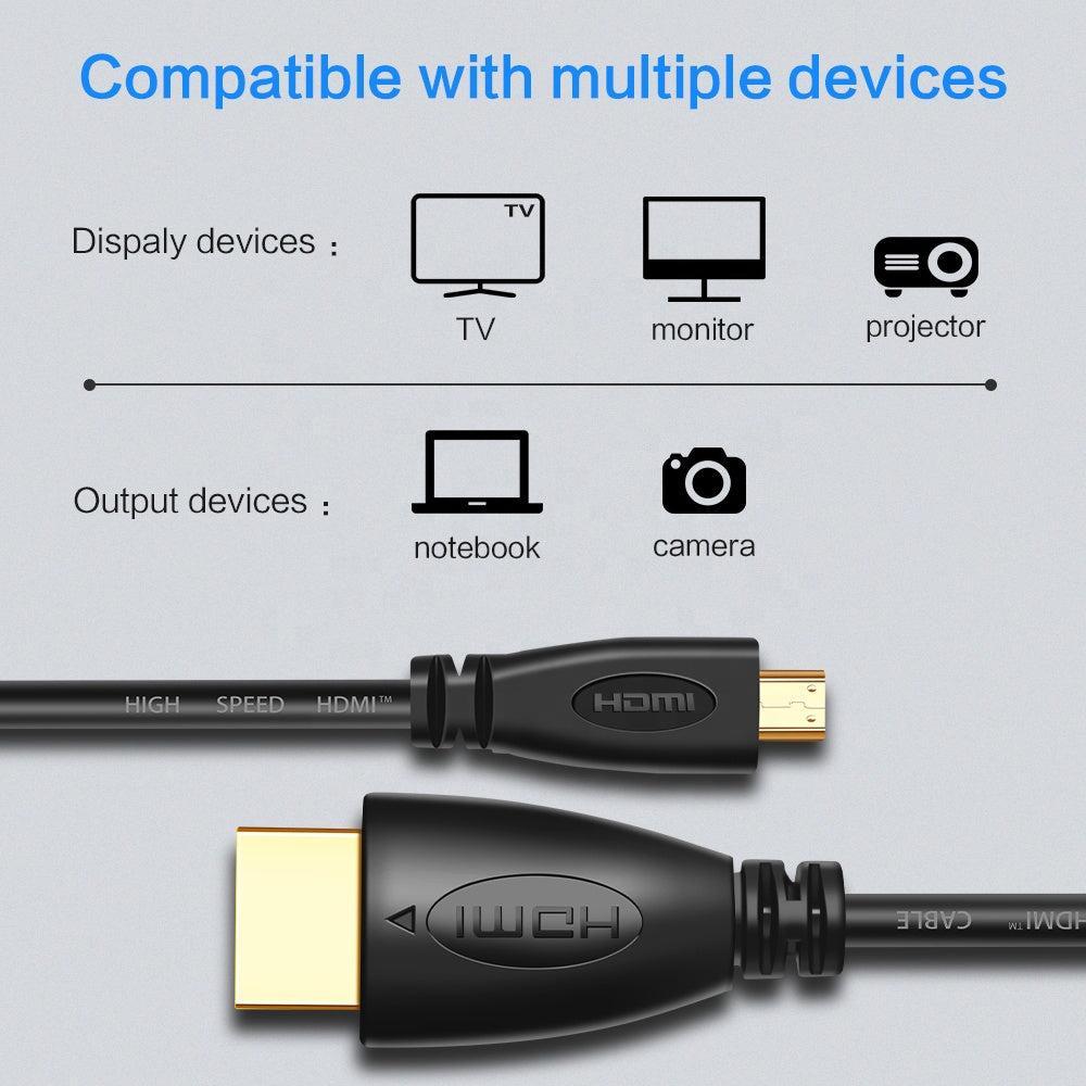 NÖRDIC HDMI til mini HDMI kabel 2m høyhastighets HDMI med Ethernet type A for å skrive c mann til mannlig svart