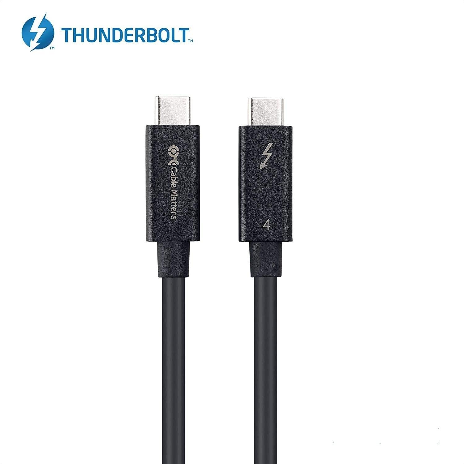NÖRDIC Intel Certified 80cm Thunderbolt 4 USB C Kabel 40Gbps 100W Lading 8K Video Kompatibel med USB 4 og Thunderbolt 3