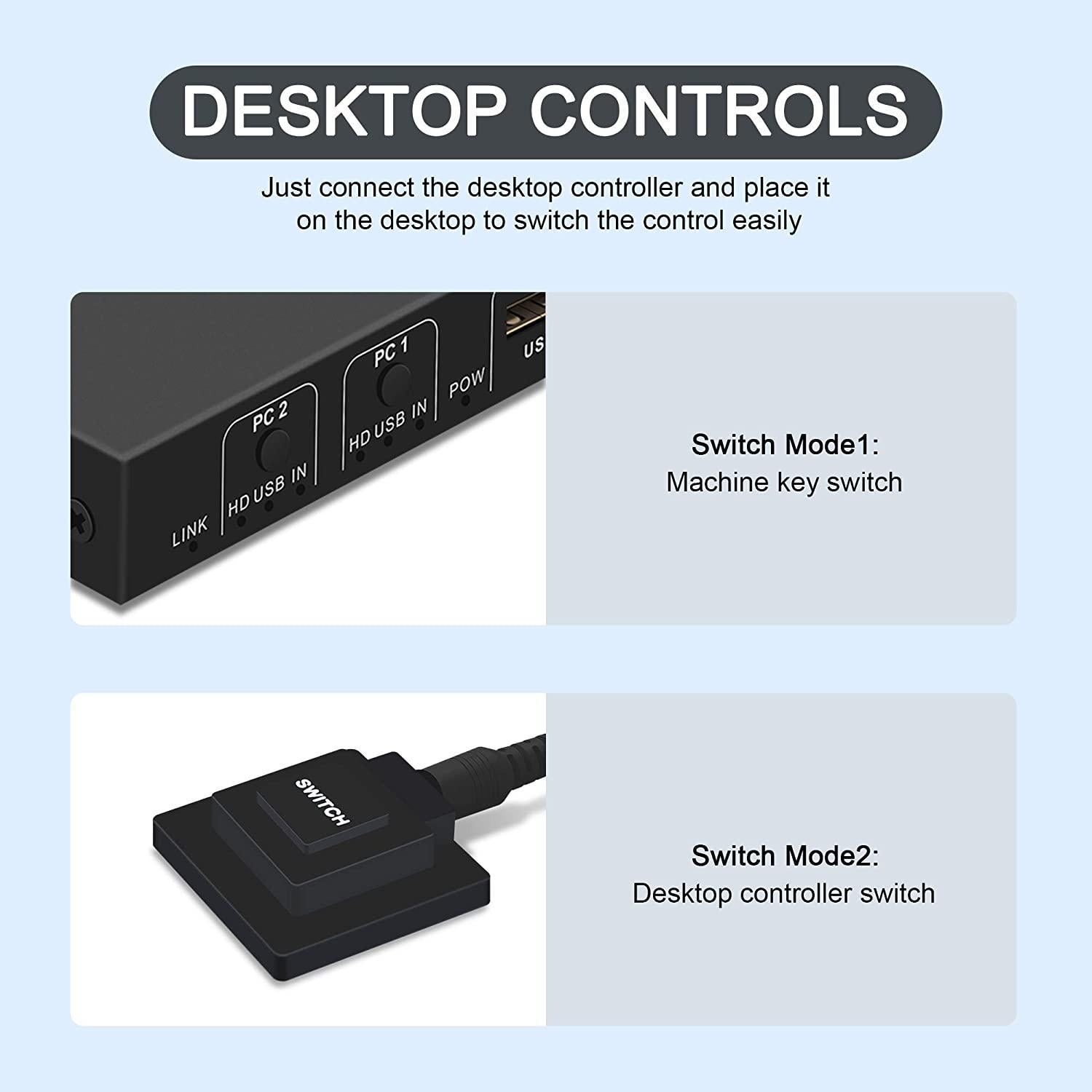 NÖRDIC KVM Switch 2 PC til 1xHDMI 2.0 og 3XUSB for Xbox, PS5, Laptop