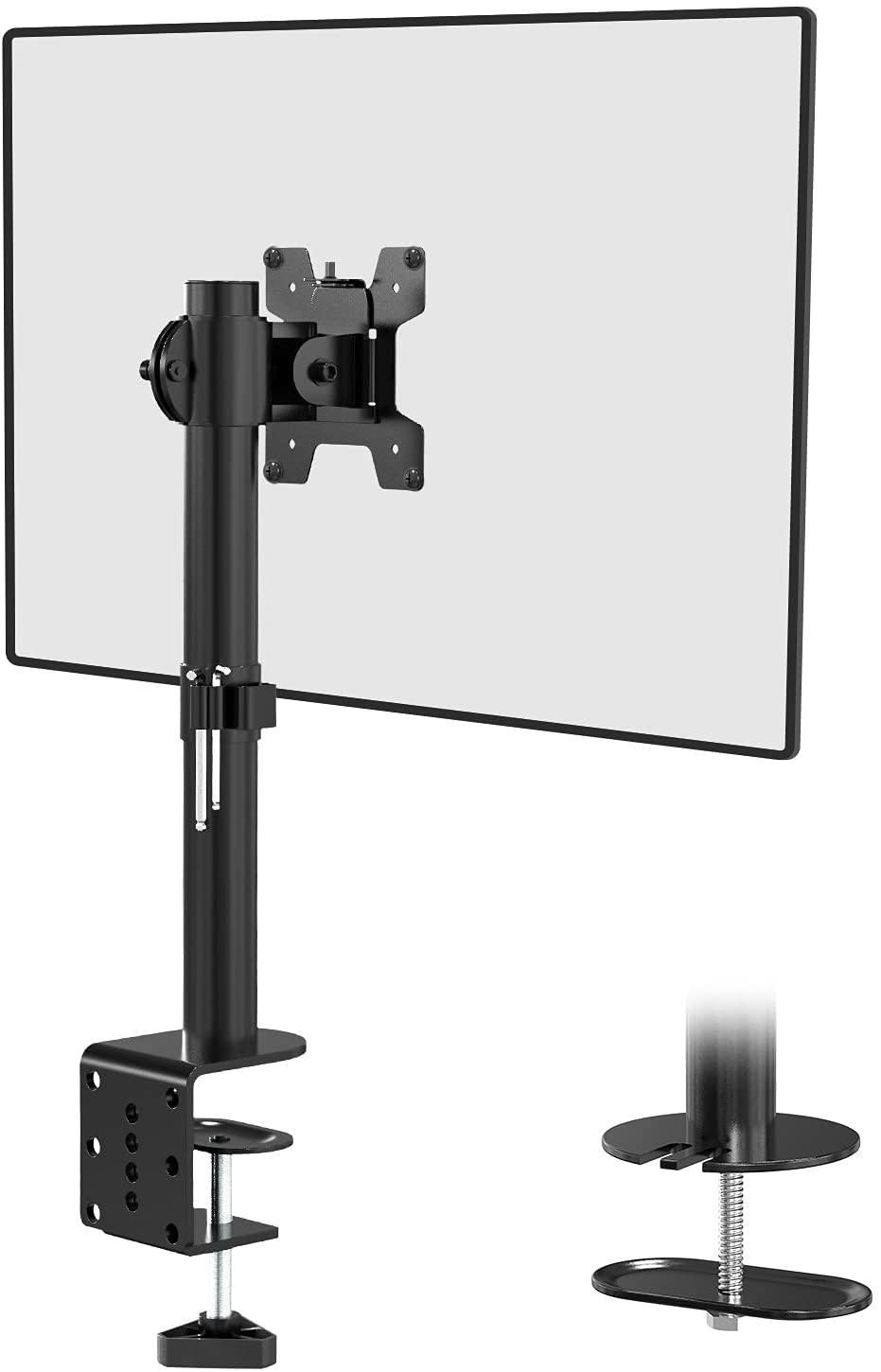 NÖRDIC Monitorarm Table Bracket for 1 Monitor 13-32 med Justerbar høyde Rotatbar og vippbar, Stål, Svart, Skjermbrakett VESA 75 og 100