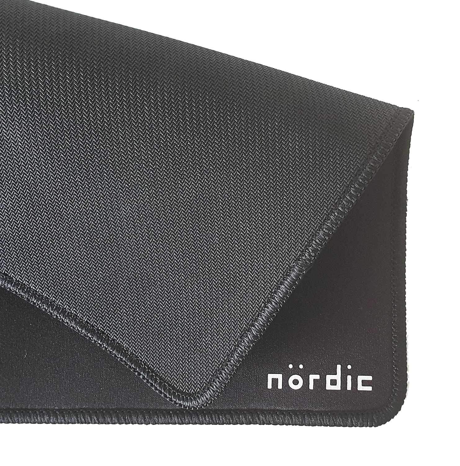 NÖRDIC MousePad, 320x270x3mm, glidefritt naturgummi, elastan Top, sydd kanter, svart