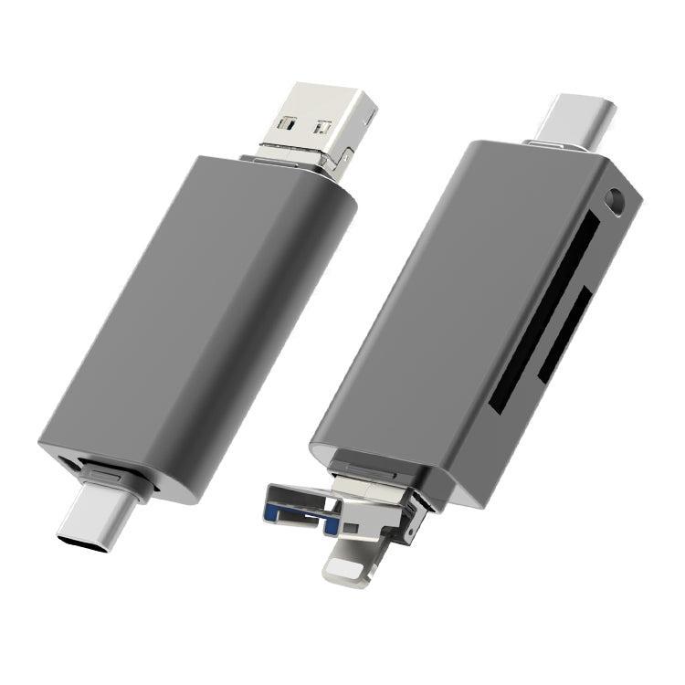 NÖRDIC OTG-kortleser 3 i 1 USB-C + Lightning + USB-A 3.0-støtte for SD / TF Micro SD Opptil 2TB 5Gbps