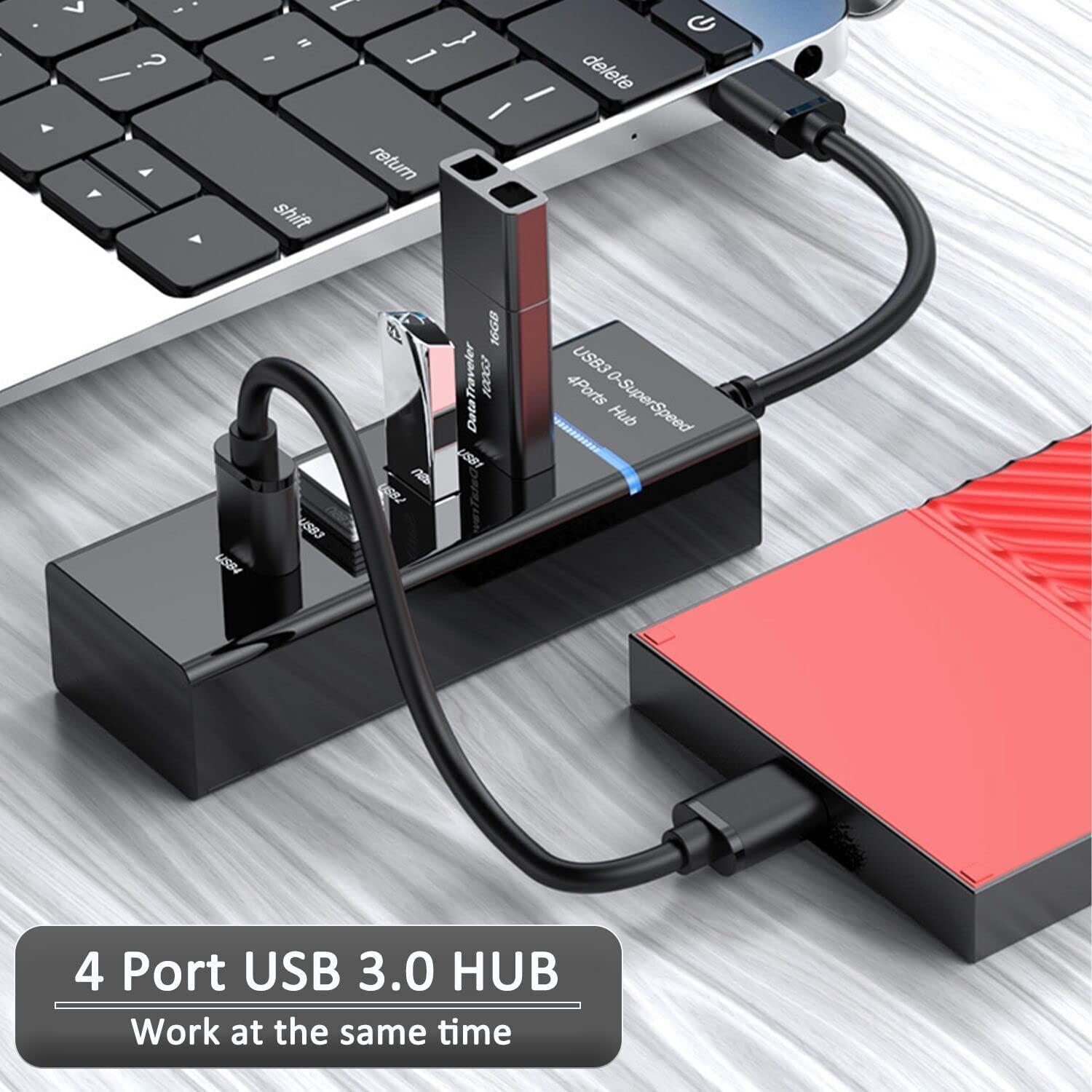 NÖRDIC USB 3.0 4ports 5Gbps hub 25cm kabel svart