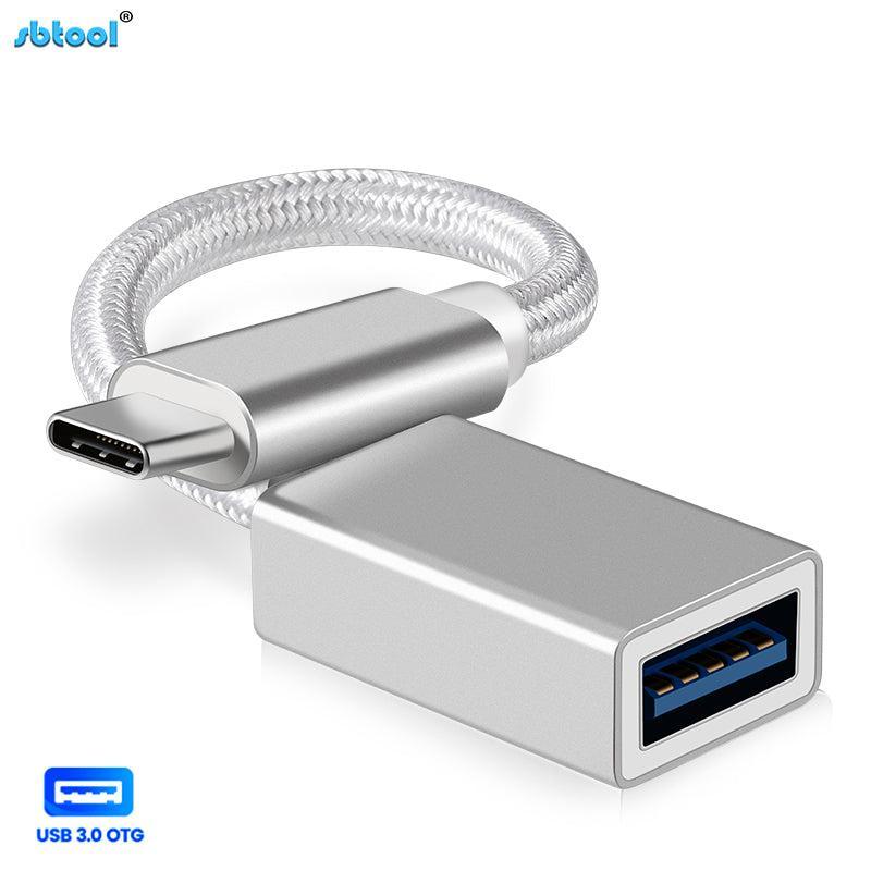 NÖRDIC USB3.2 Gen1 5 Gbps USB-A OTG til USB-C-adapter aluminium 50 cm sølv OTG til USB-C-kabel