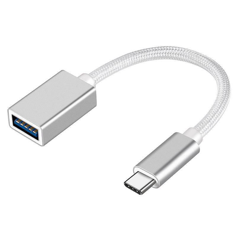 NÖRDIC USB3.2 Gen1 5 Gbps USB-A OTG til USB-C-adapter aluminium 50 cm sølv OTG til USB-C-kabel