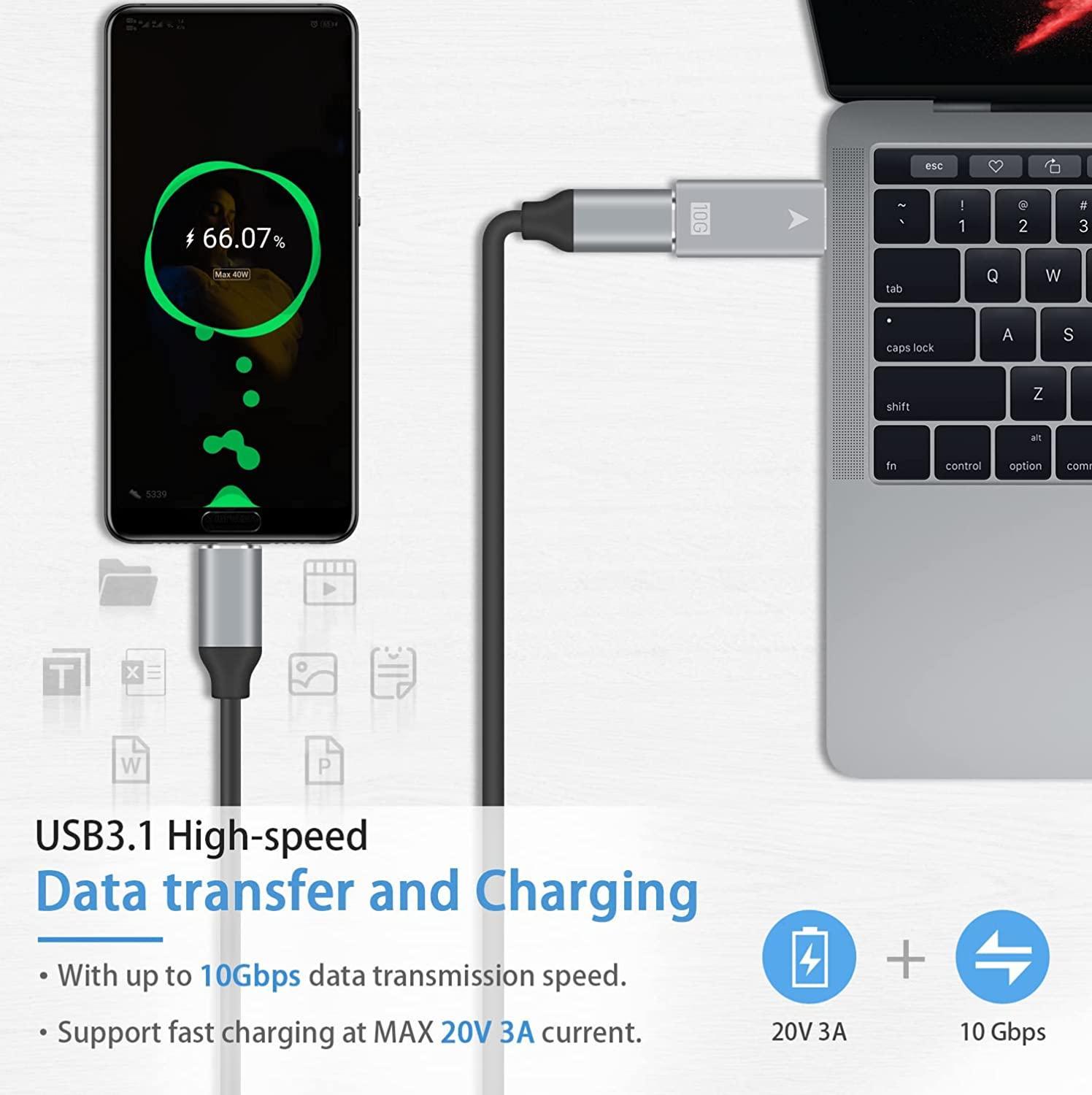 NÖRDIC USB3.2 Gen2 USB-C til USB-A-adapter 10Gbps metall