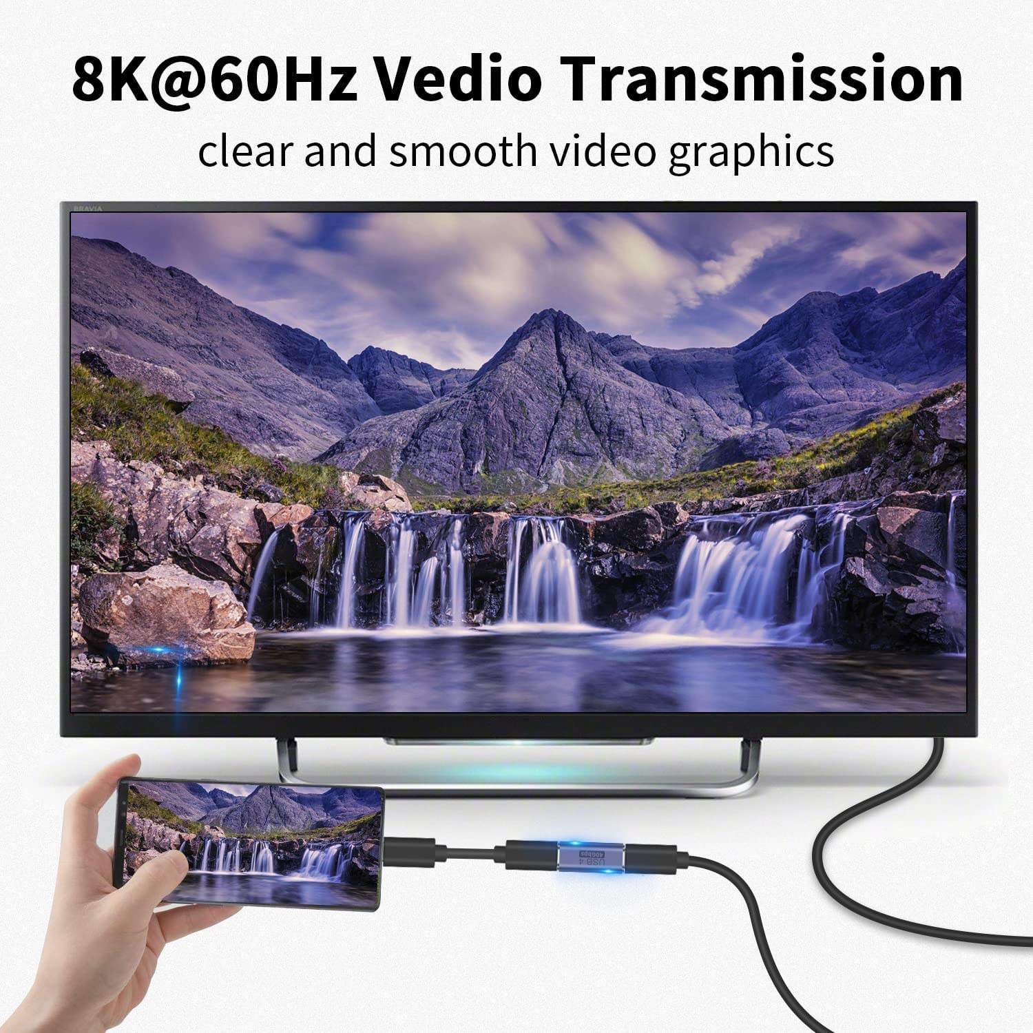 NÖRDIC USB4 forlengelsesadapter hunn til hunn 40G 8K60Hz PD100W