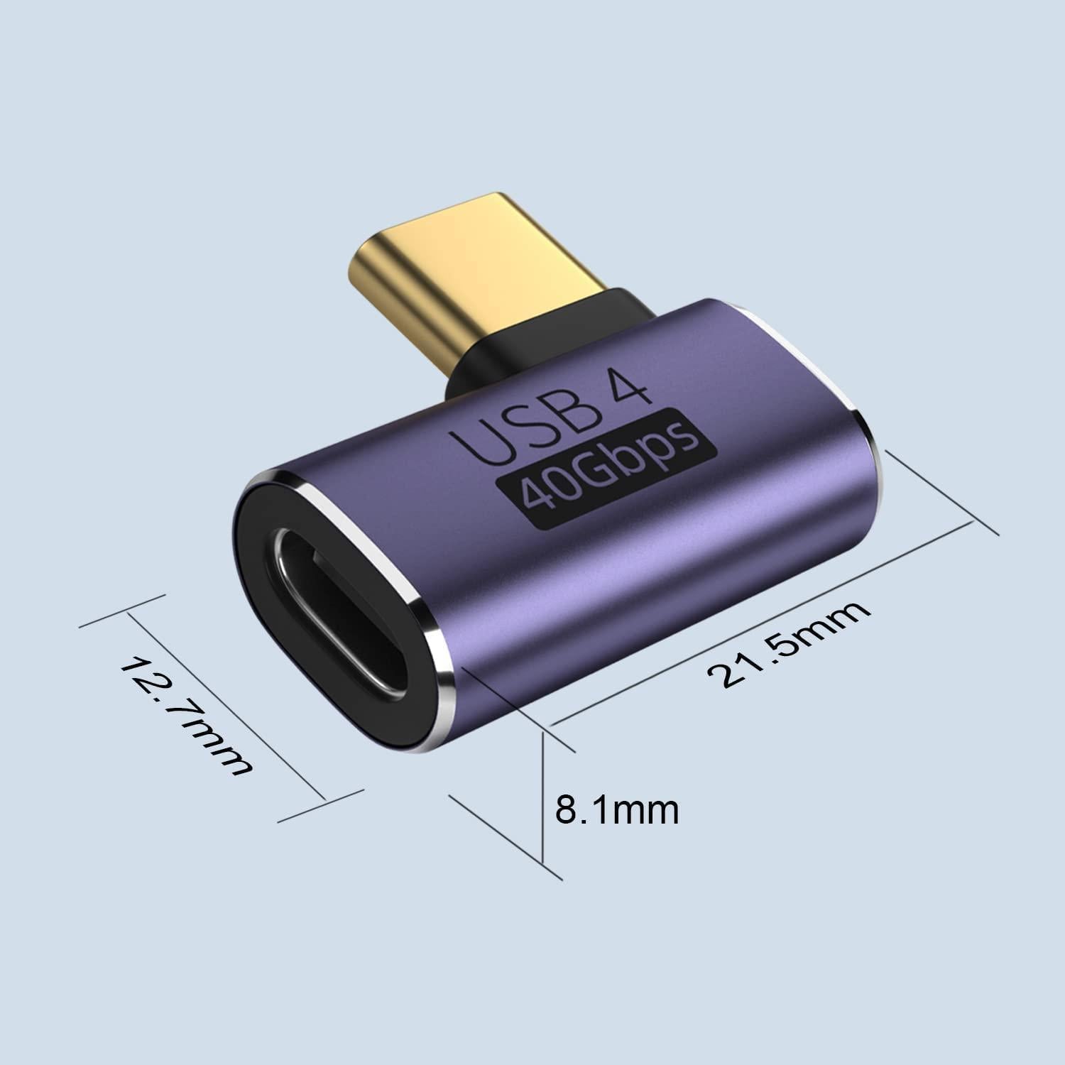 NÖRDIC USB4 vinklet adapter hann til hunn 40G 8K30Hz PD100W