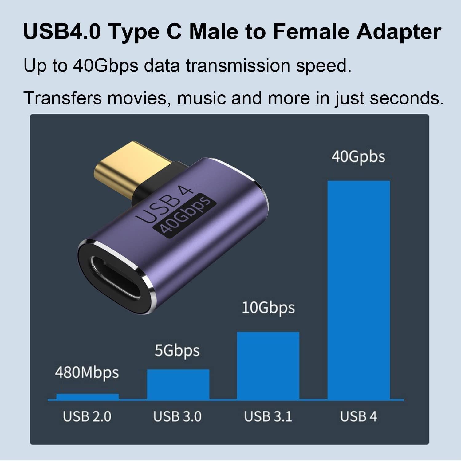 NÖRDIC USB4 vinklet adapter hann til hunn 40G 8K30Hz PD100W