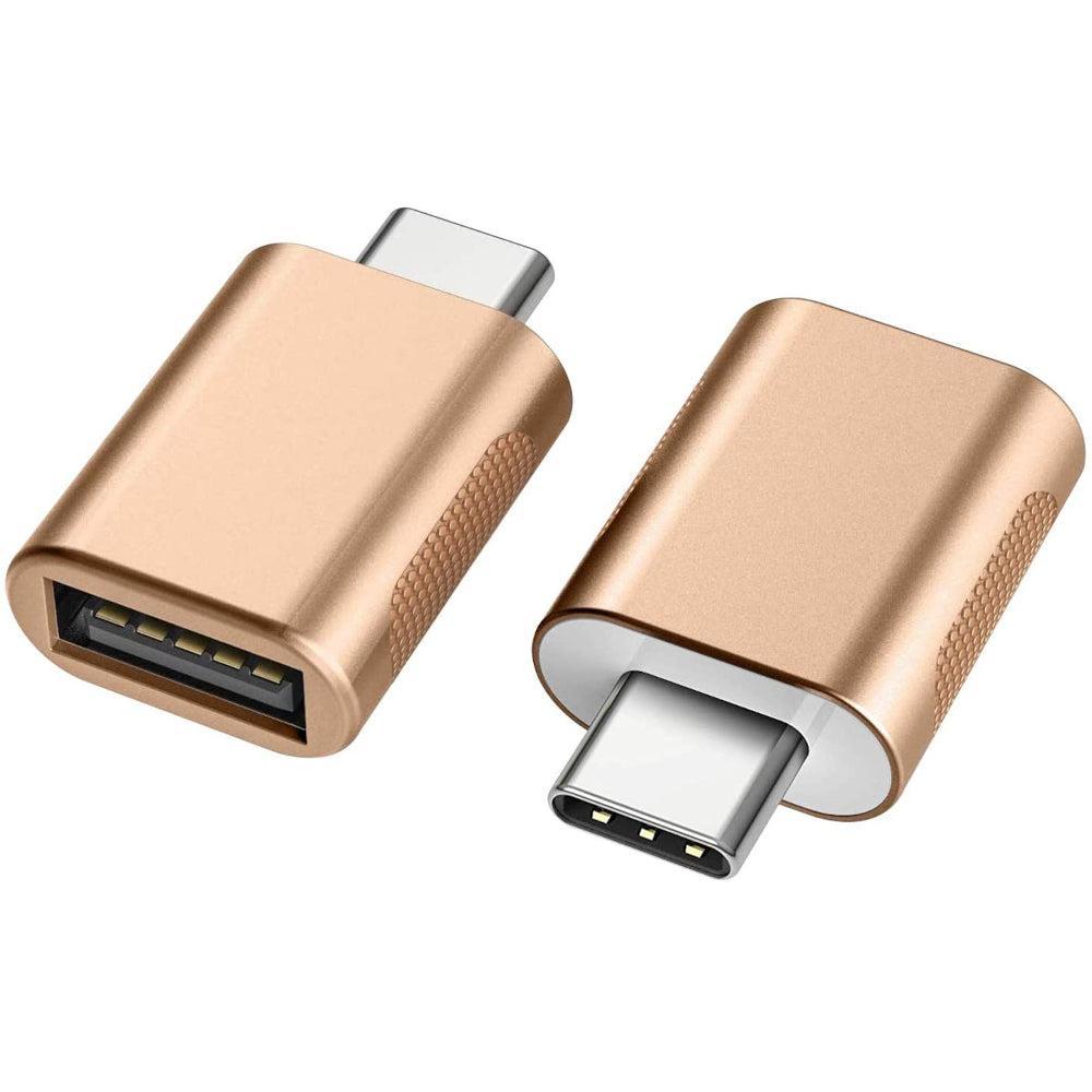 NÖRDIC USB A 3.0 OTG Kvinne til USB C Mann Adapter Aluminium Gold OTG USB-C Adapter Synkronisering og lading