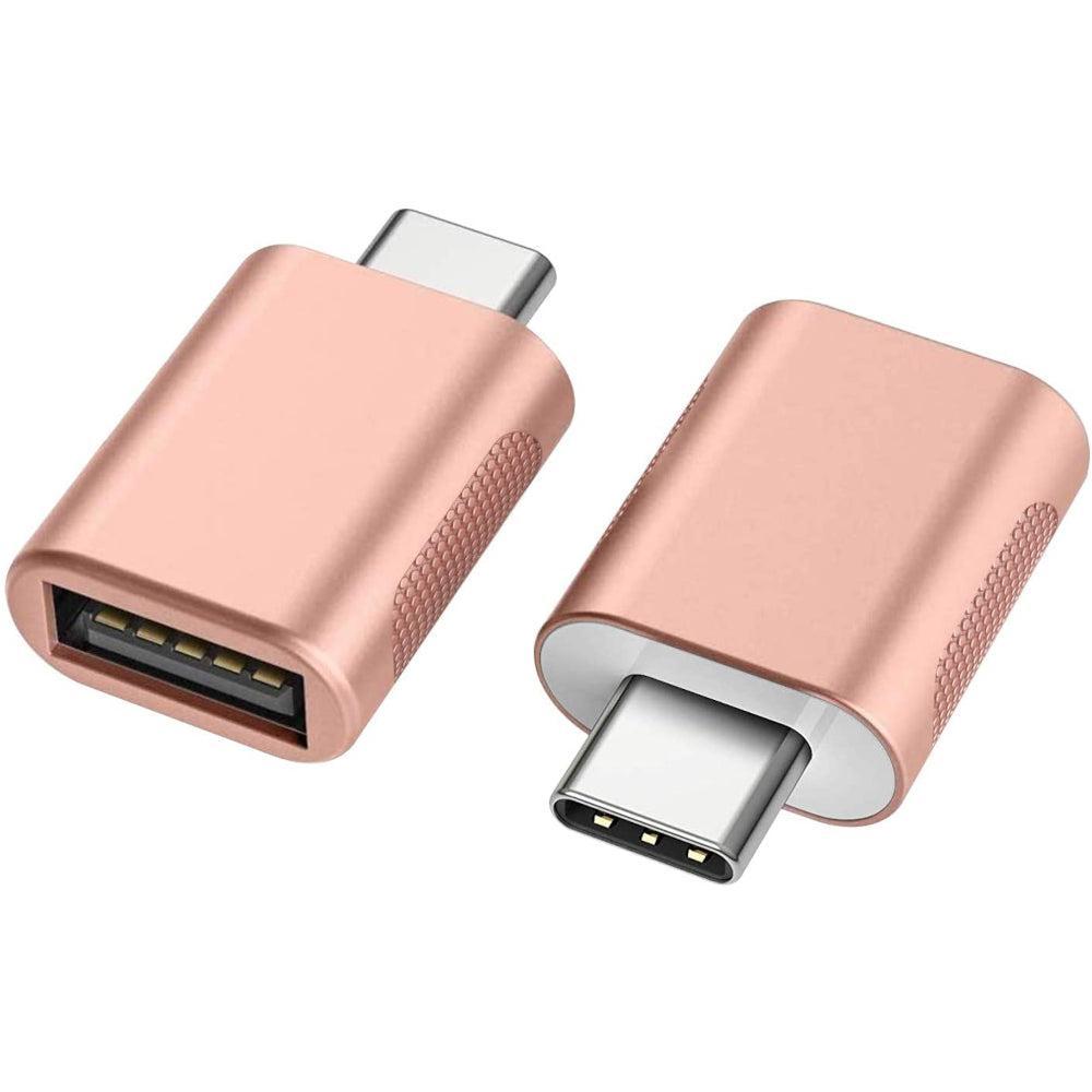 NÖRDIC USB A 3.0 OTG Kvinne til USB C Mann Adapter Aluminium Rose Gold OTG USB-C Adapter Synkronisering og lading