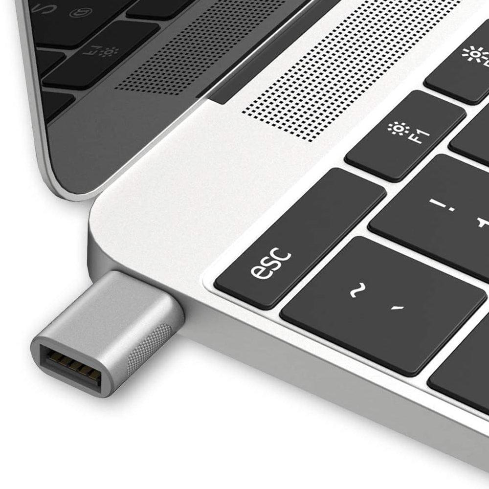 NÖRDIC USB A 3.0 OTG Kvinne til USB C Mann Adapter Aluminium Sølv OTG USB-C Adapter Synkronisering og lading