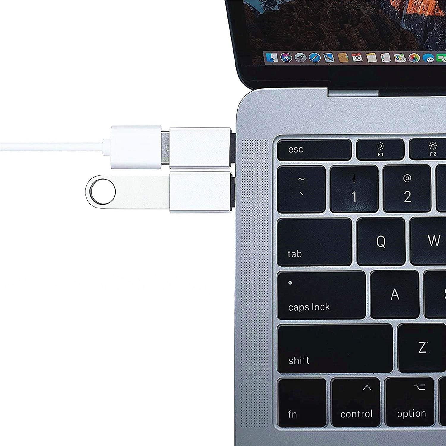 NÖRDIC USB-A 3.1 OTG hunn til USB C hannadapter aluminium sølv OTG USB-C adapter synkronisering og lading
