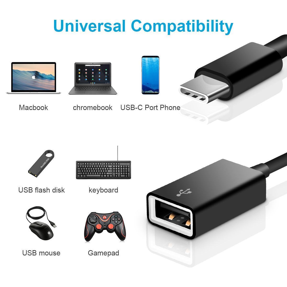 NÖRDIC USB-A OTG til USBC 3.1 Gene 1 Adapter Aluminium 50cm Svart USB-C OTG-kabel