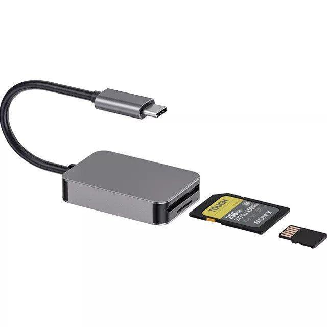 NÖRDIC USB-C kortleser SD 4.0 UHS-II USB 3.1 SuperSpeed 5 Gbps SD, SDXC, SDHC, MicroSD, Micro SDXC, Micro SDHC, MMC
