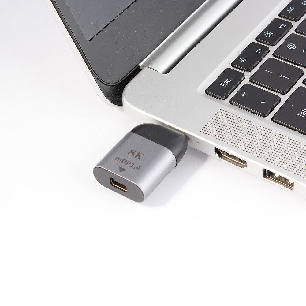 NÖRDIC USB C til Mini DisplayPort Adapter 8K i 60Hz Støtte for 3D og HDCP 1,4 og 2.2 10cm Aluminium Space Grey