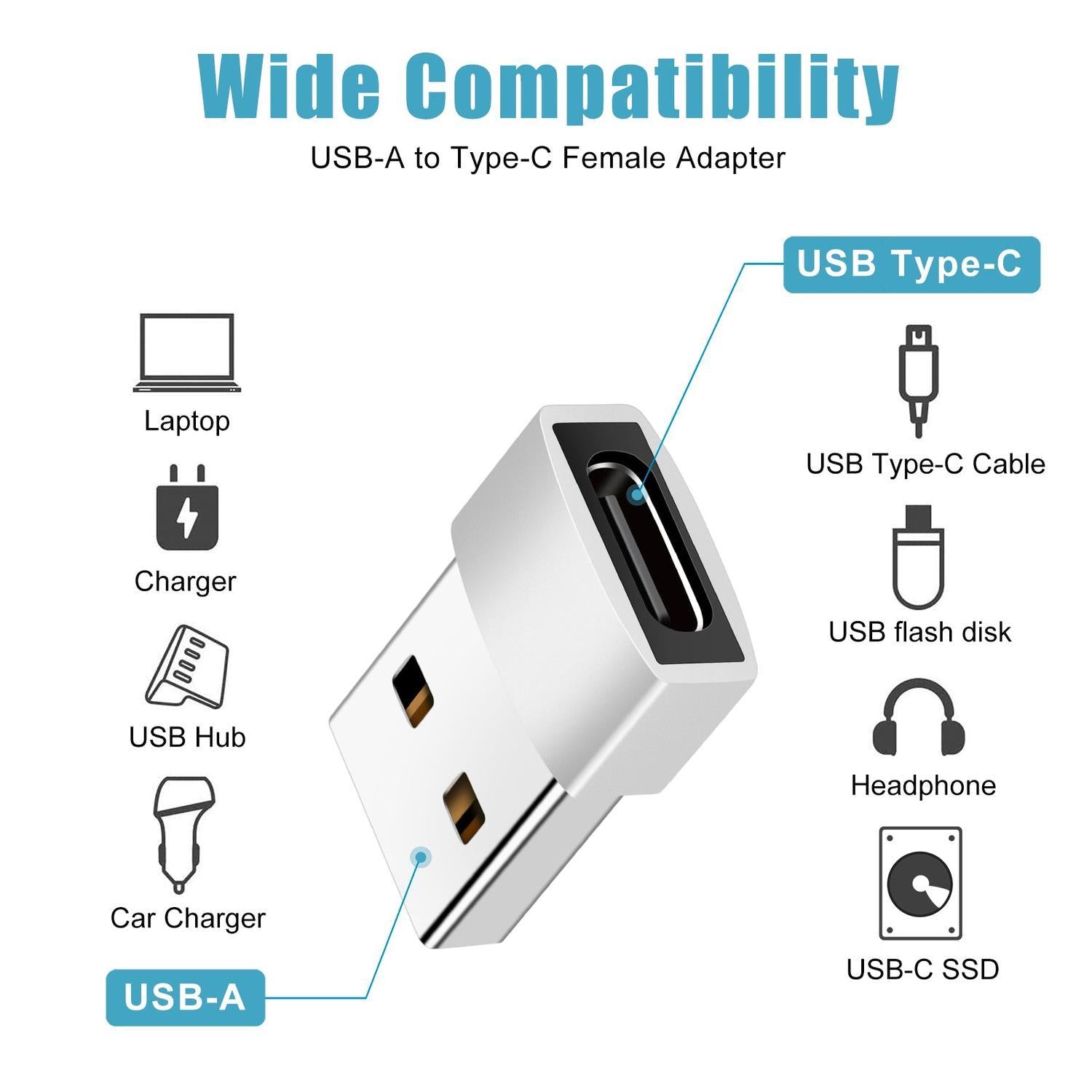 NÖRDIC USB C til OTG USB En adapter Metal Silver