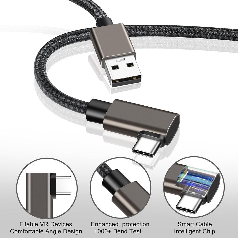 NÖRDIC USBC-N1114 - Câble Nylon USB-C vers USB-C coudé super rapide -  USB3.2 Gen2 