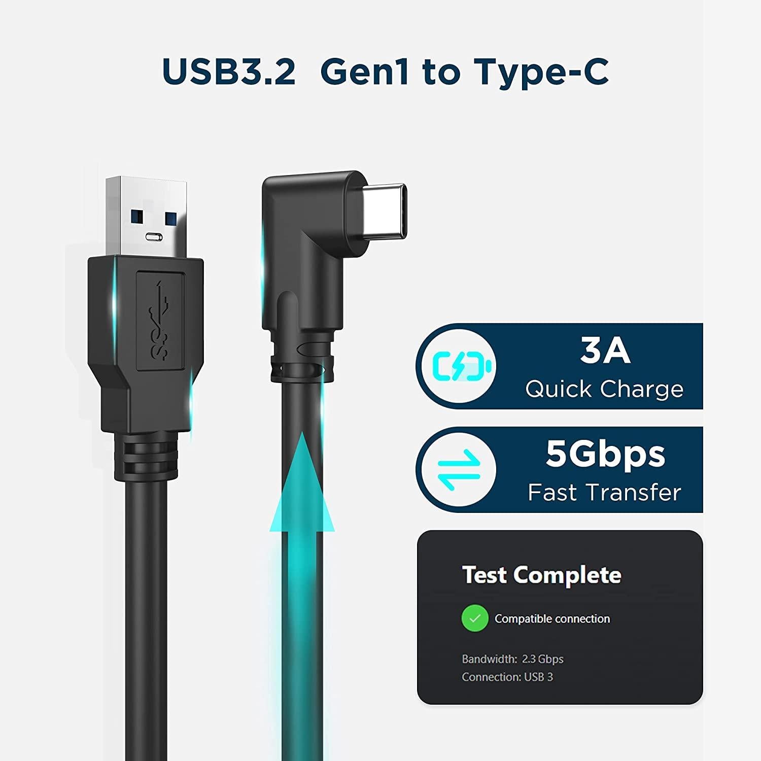 NÖRDIC VR Link-kabel 5m USB3.2 Gen1 USB-C til A 5Gbps 3A hurtiglading Oculus Quest 2 Super Speed USB