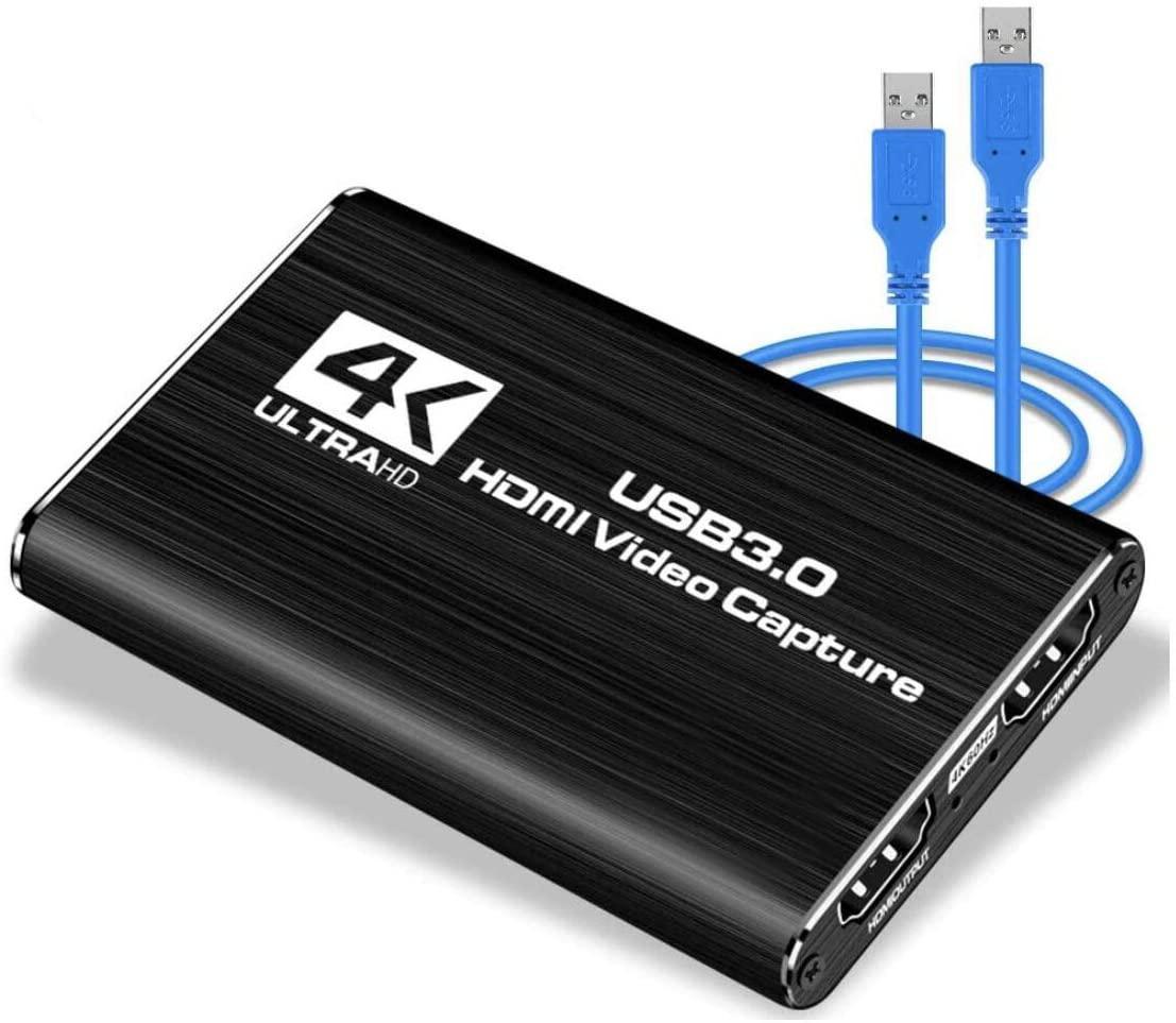 NÖRDIC Videoopptaksadapter USB3.0 HDMI-utgang 4K 60Hz HDMI med sløyfemikrofon og lydutgang HDMI-signalsløyfeutgang