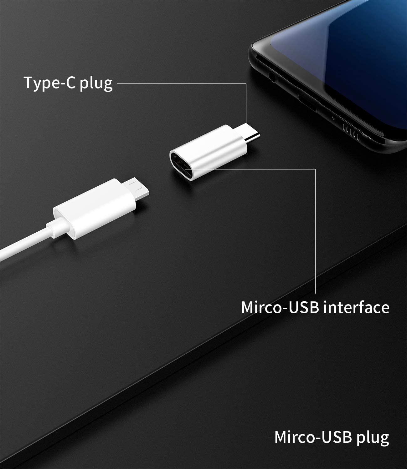 NÖRDIC adapter Mikro USB Kvinne til USB C Mann Metal Svart