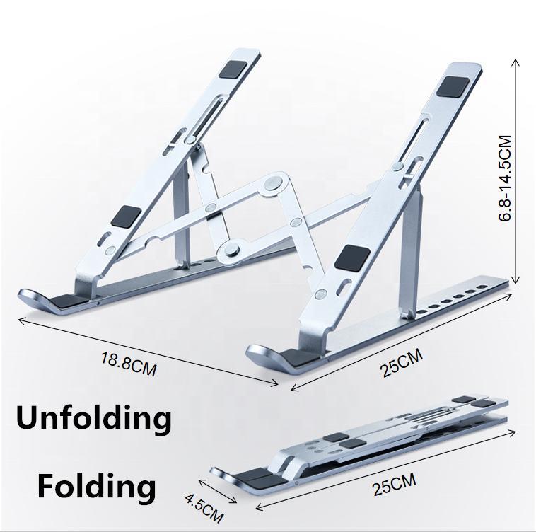 NÖRDIC aluminiumsett Justerbar bærbar tablett Sammenleggbar og mobiltelefoner Laptop Holder Stativ Space Grey