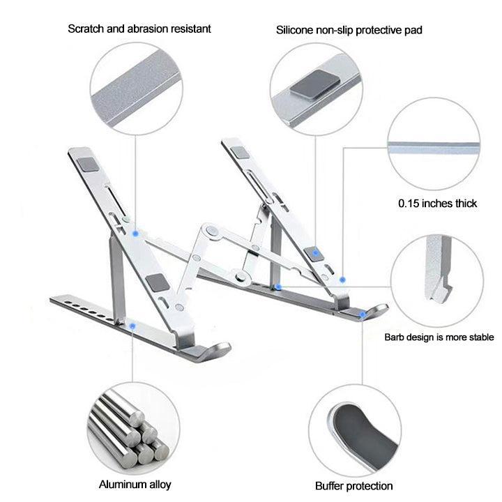 NÖRDIC aluminiumsett Justerbar bærbar tablett Sammenleggbar og mobiltelefoner Laptop Holder Stativ Space Grey