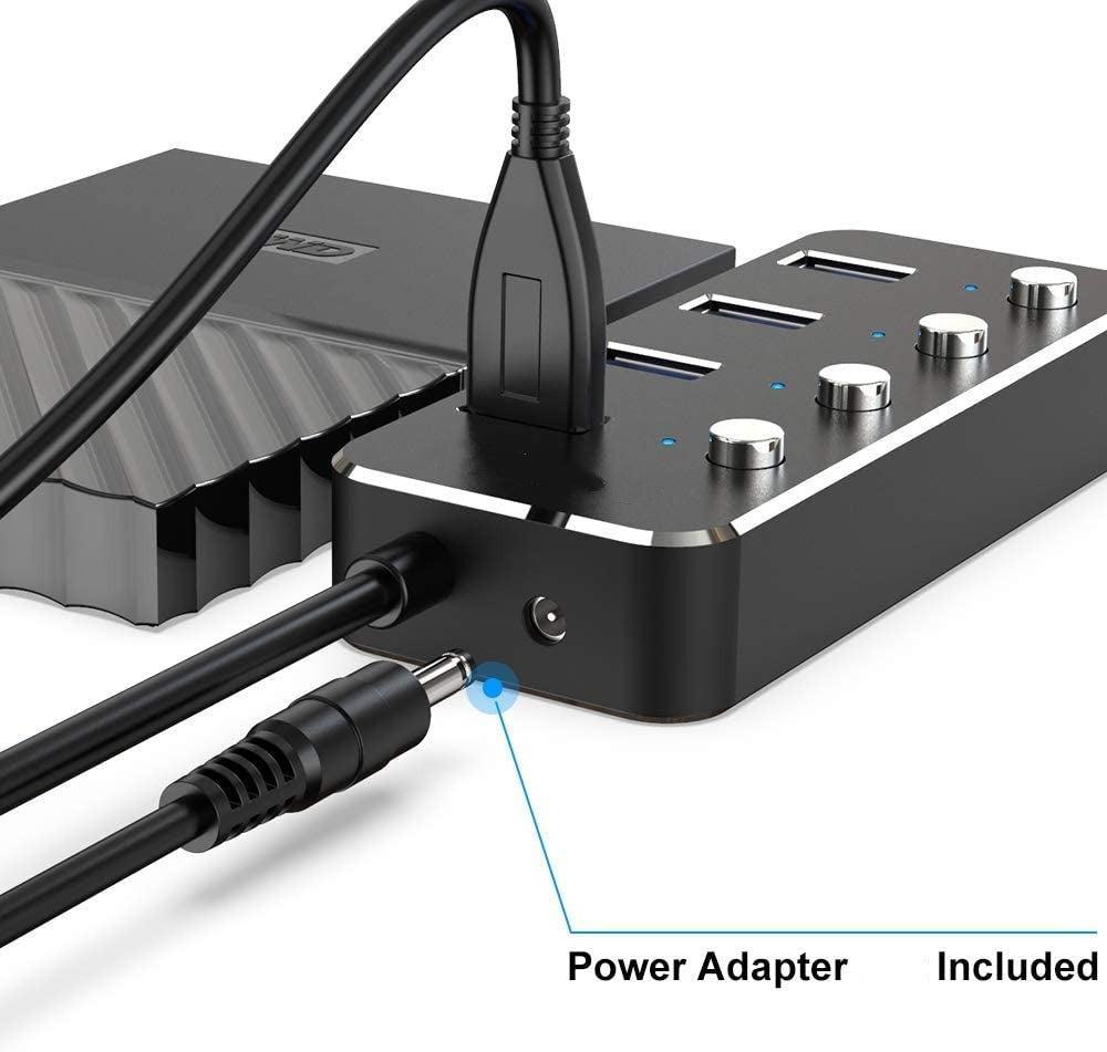 NÖRDIC powered 7-ports USB-C 3.0 HUB med individuell switch 5Gbps