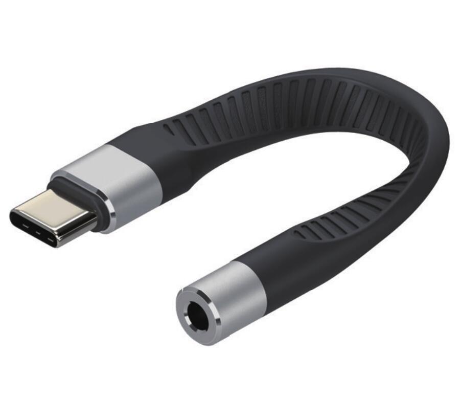 NÖRDIC kort flatkabel 14 cm USB-C til 3,5 mm lydadapter DAC USB-C hodetelefonadapter