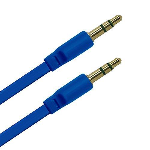 NÖRDIC lydkabel 3,5 mm 3polig mann til 3,5 mm 3polig mann 1m flat kabelblå aux kabel