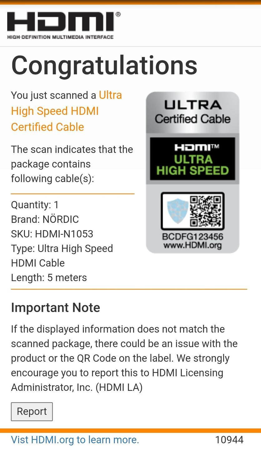 NÖRDIC sertifisert kabler sertifisert 5m ultra høyhastighets HDMI 2.1 8k 60hz 4k 120Hz 48Gbps Dynamic HDR Earc VRR Nylon flettet kabel gullbelagt