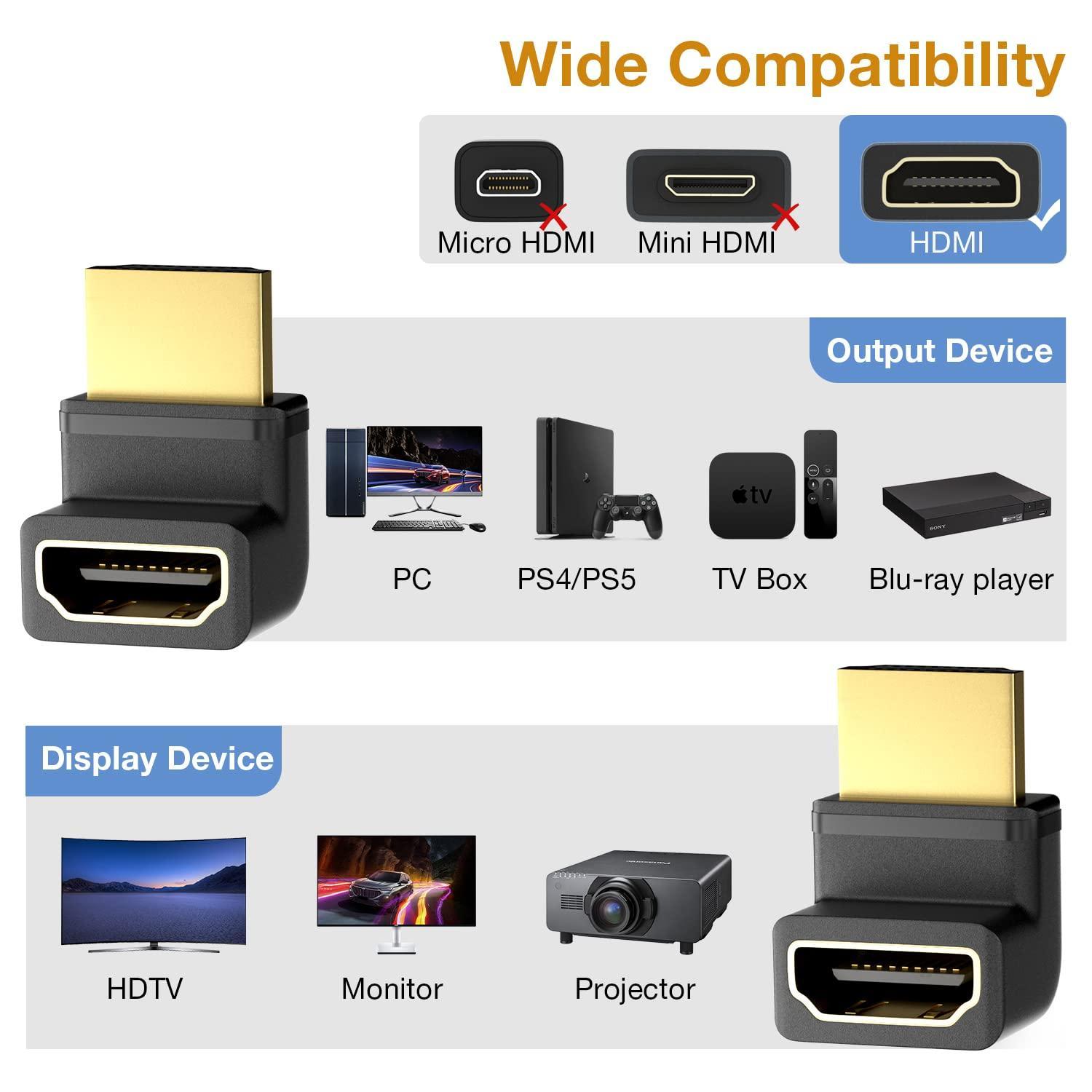 NÖRDIC vinklet HDMI 2.1-adapter 8K60Hz 4K120Hz HDR