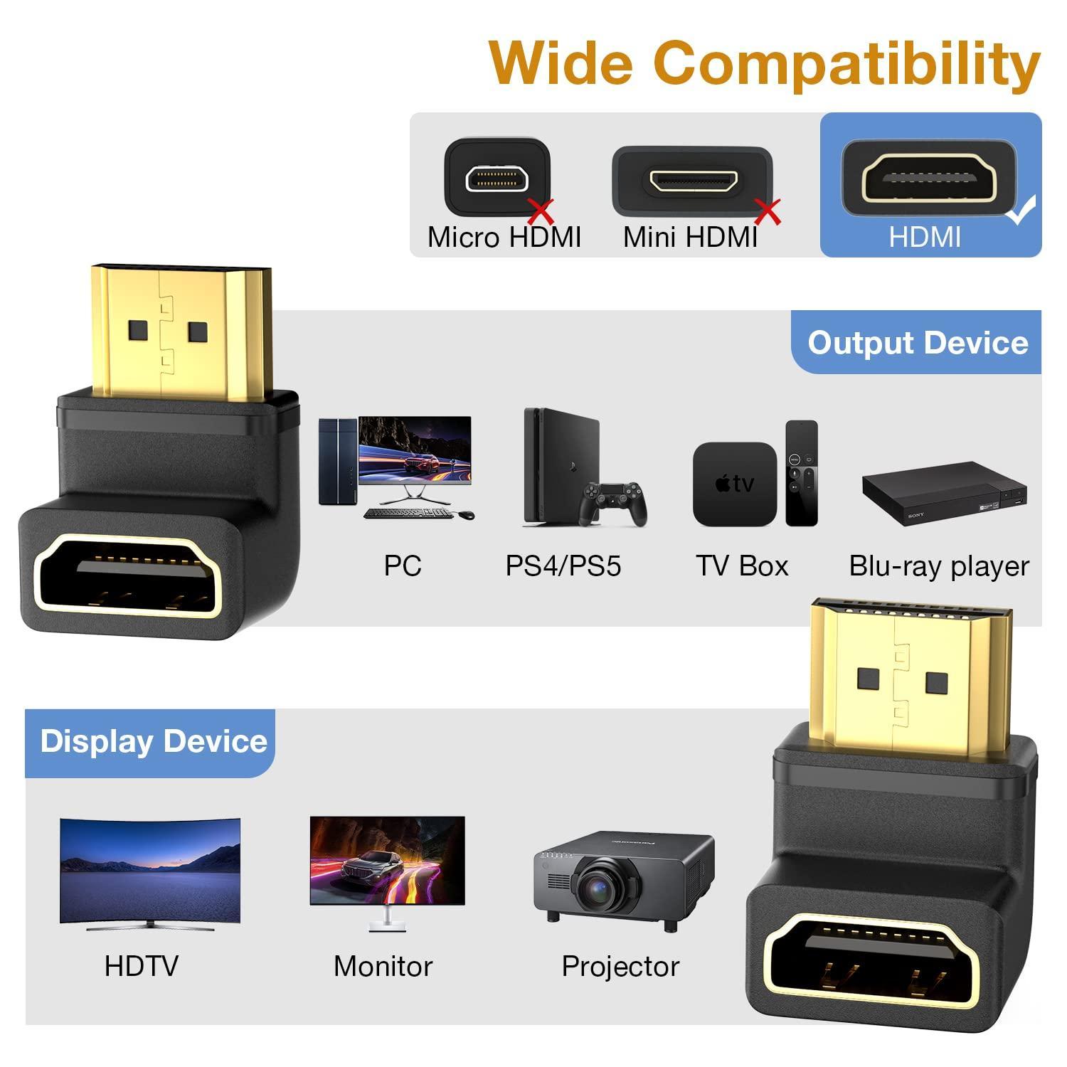 NÖRDIC vinklet HDMI 2.1-adapter 8K60Hz 4K120Hz HDR