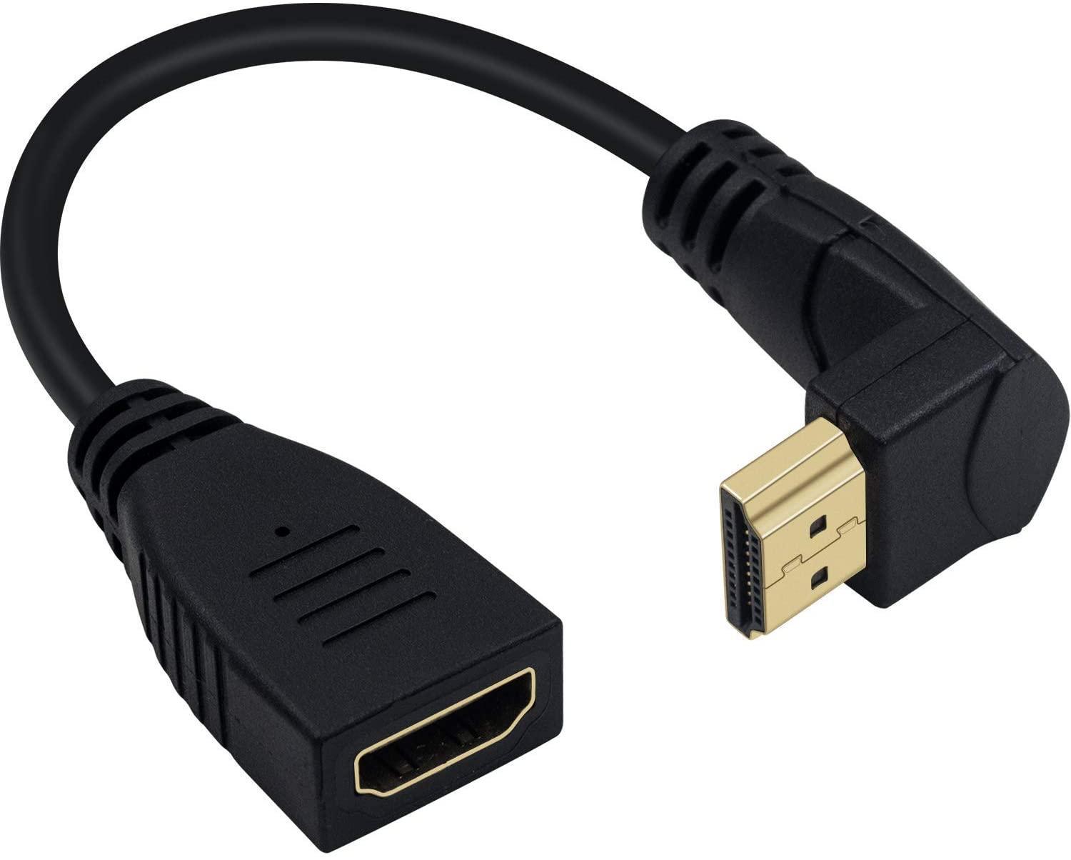 NÖRDIC vinklet HDMI-adapter 4K30Hz UHD hann til hunn 20cm svart