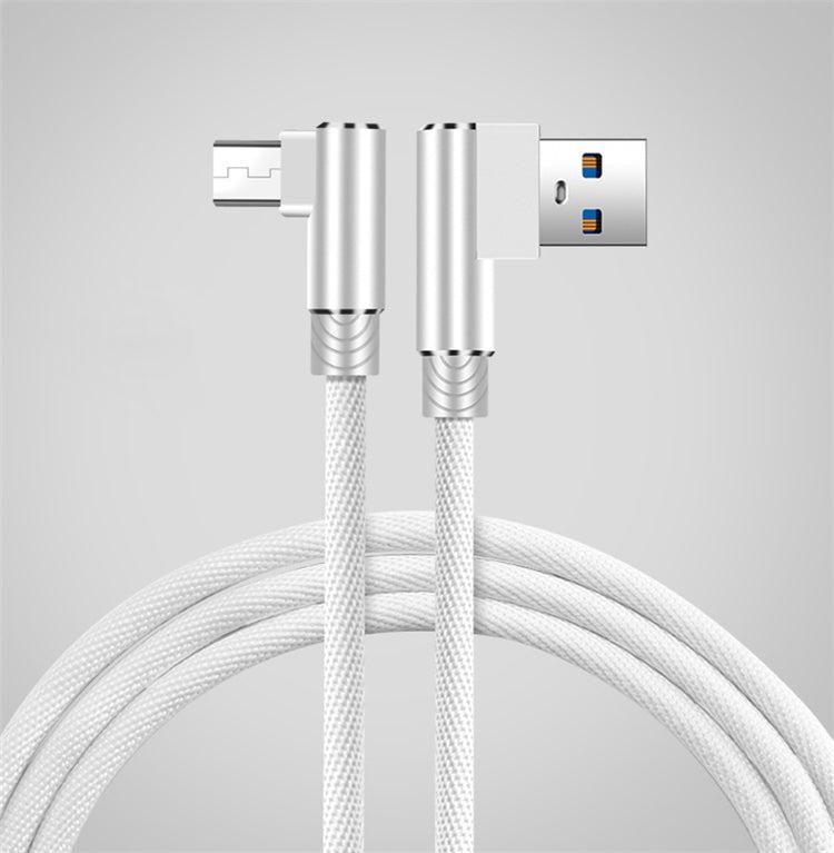 NÖRDIC vinklet USB C til vinklet USB en kabel for synkronisering og lading hvit 1M