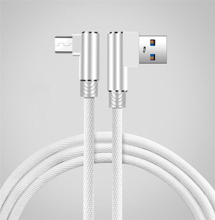 NÖRDIC vinklet USB c til vinklet USB en kabel for synkronisering og lading hvit 2m