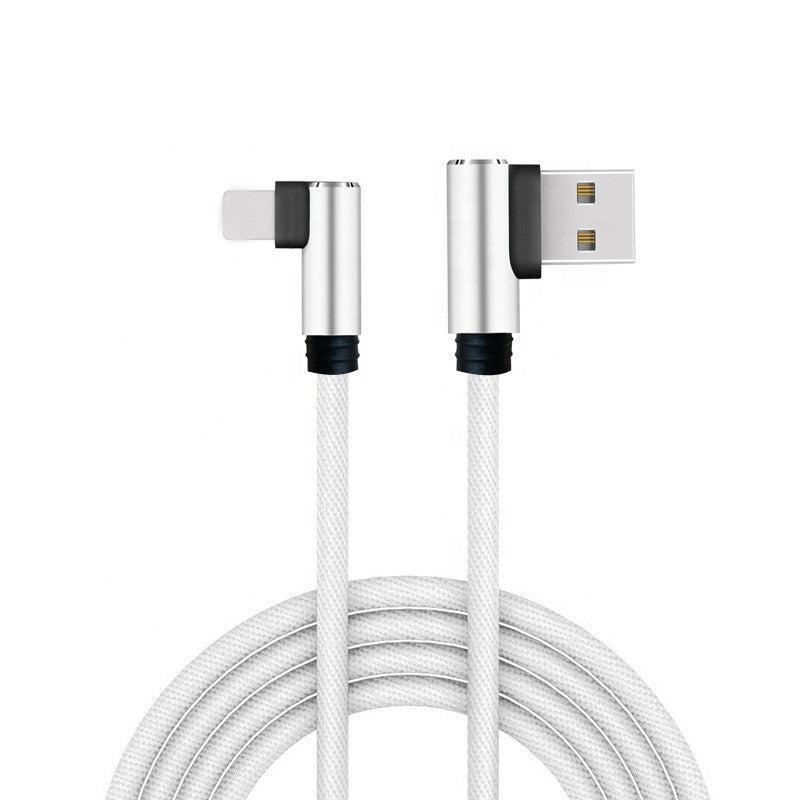 NÖRDIC vinklet eple lyn (ikke MFI) til vinklet USB en kabel for synkronisering og lading hvit 2m
