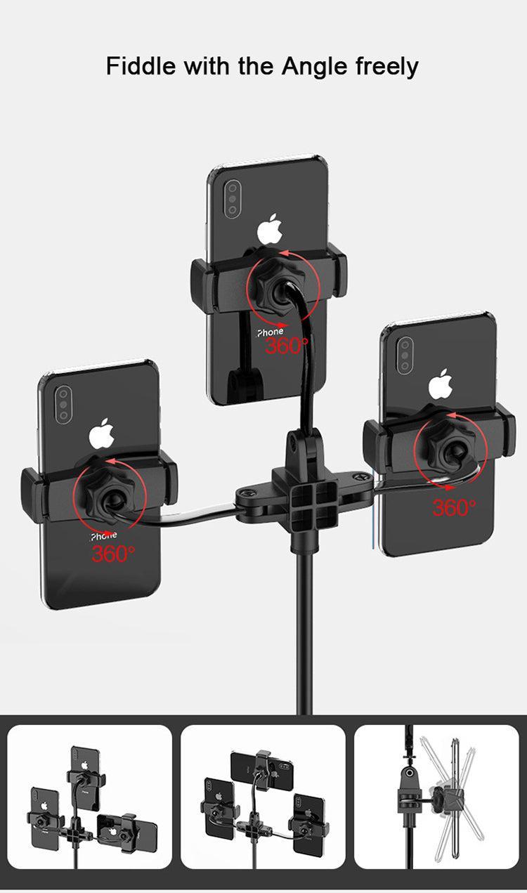 Tabellstativ for tre mobiltelefoner